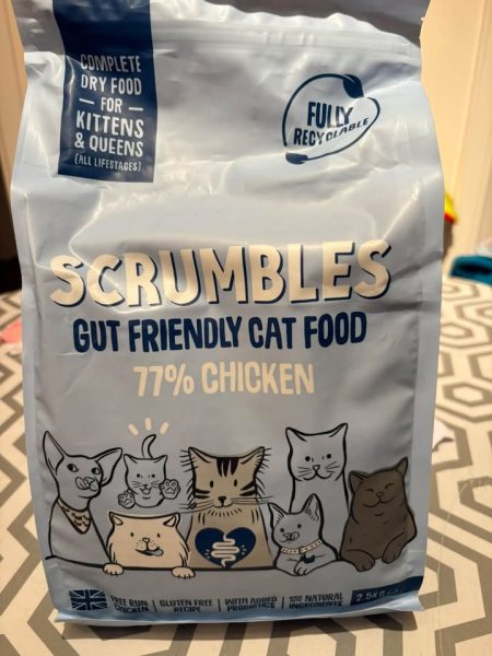 Box of Scrumbles Kitten biscuits delivered to the hedgehog rescue