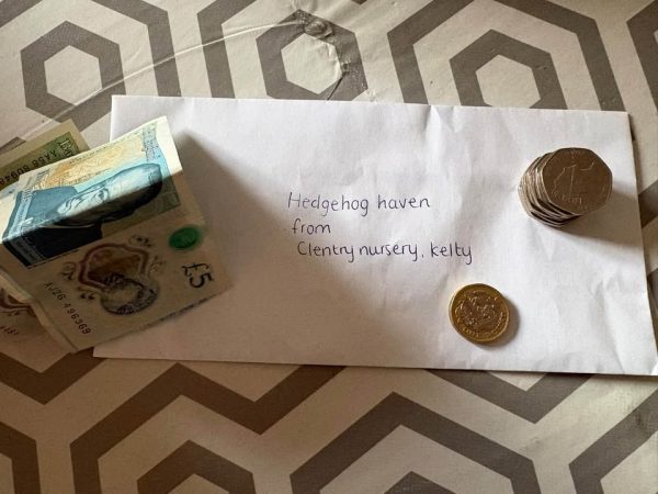 Children from Clentry Nursery in Kelty who collected money for the hedgehog rescue